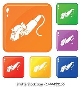 Protect angle grinder icons set collection vector 6 color isolated on white background
