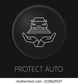 Proteja el icono de línea mínimo automático en el botón 3D aislado en el fondo negro. Vector Premium.