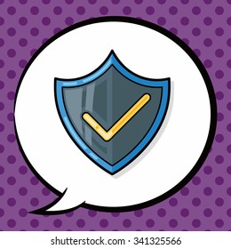 Protect badge doodle, speech bubble