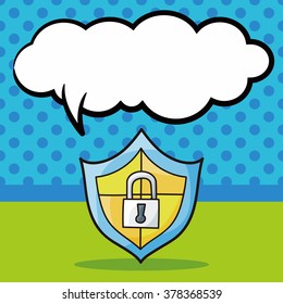 Protect badge doodle, speech bubble