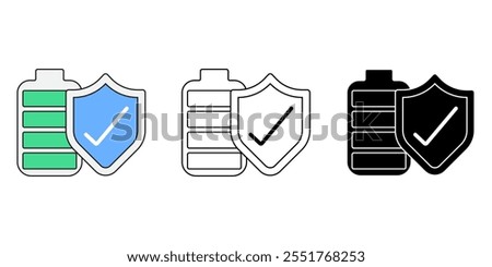 Protect battery icon isolated on transparent background. electric station voltage protection flat design  , pictogram, electrical safety check, vector illustration.