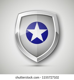 Protect captain guard shield concept. Safety badge america color icon. Privacy captain banner shield . Security bright america label. Presentation captain sticker shape. defense safeguard shield sign