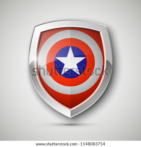 Protect captain guard shield concept. Safety badge america color icon. Privacy captain banner shield . Security bright america label. Presentation captain sticker shape. defense safeguard shield sign
