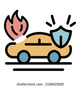 Protect car accident icon. Outline protect car accident vector icon color flat isolated