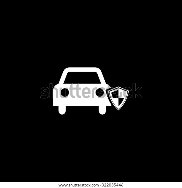 Protect car. Simple flat icon. Black and\
white. Vector\
illustration