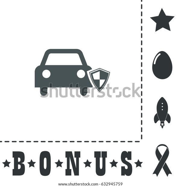 Protect car.\
Simple flat symbol icon on white background. Vector illustration\
pictogram and bonus\
icons