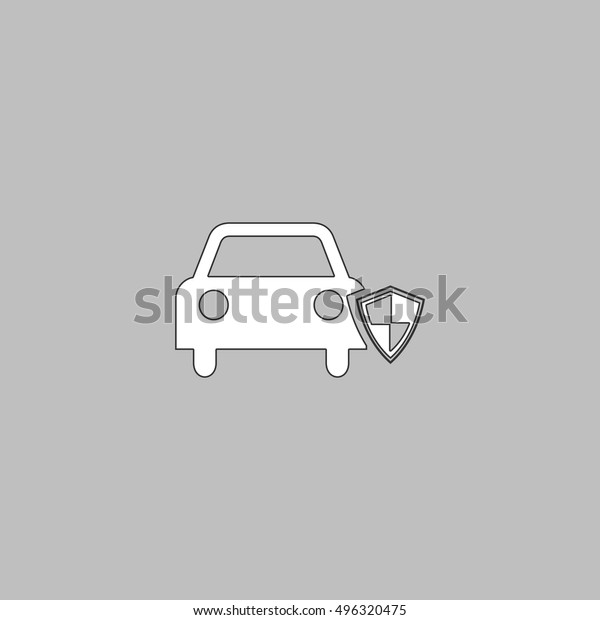 Protect car Simple line\
vector button. Thin line illustration icon. White outline symbol on\
grey background