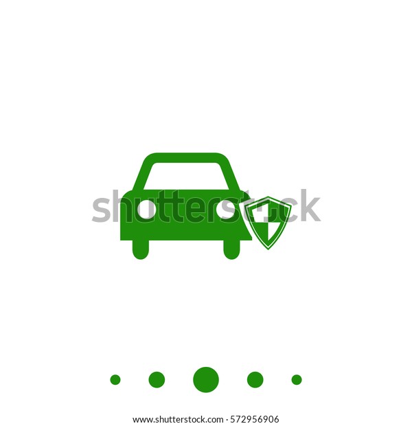 Protect car Simple vector button. Flat green\
icon on white\
background