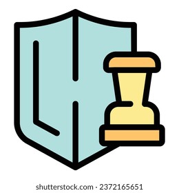 Protect chess icon outline vector. Game board. Pawn competition color flat