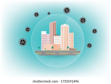 Protect the city from Covid 19 Vector EPS 10