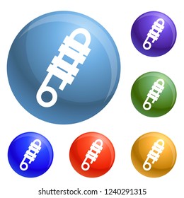 Protect climb tool icons set vector 6 color isolated on white background
