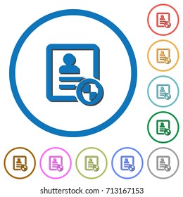 Protect contact flat color vector icons with shadows in round outlines on white background