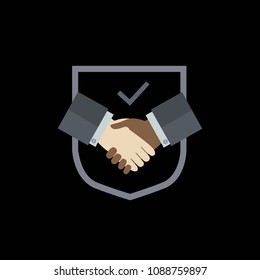 protect deal, handshake vector icon