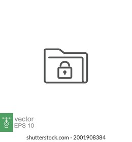 Dokumente schützen oder Ordner-Symbol entsperren. Ordner-Vorhängeschild, sichere Verschlüsselungsdaten, Blockdatei sicher . Private Access-Verzeichnisstruktur-Stil. Vektorgrafik. Design auf weißem Hintergrund. EPS10