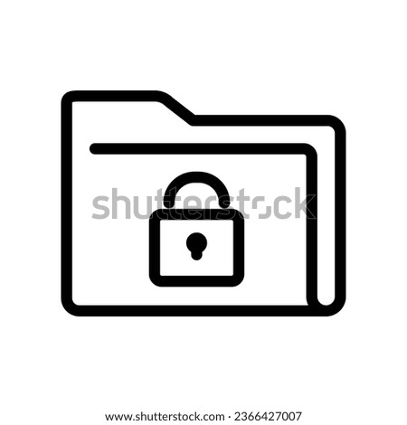 Protect documents or unlock folder icon. Folder padlock sign, secure encryption data, Block file secure . Private access directory line style. Vector illustration. Design on white background. EPS 10