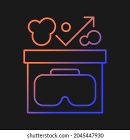 Protect from dust gradient vector manual label icon for dark theme. VR headset hygiene. Thin line color symbol. Modern style pictogram. Vector isolated outline drawing for product use instructions