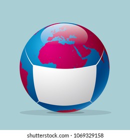 Protect the earth design, the earth wears white masks.