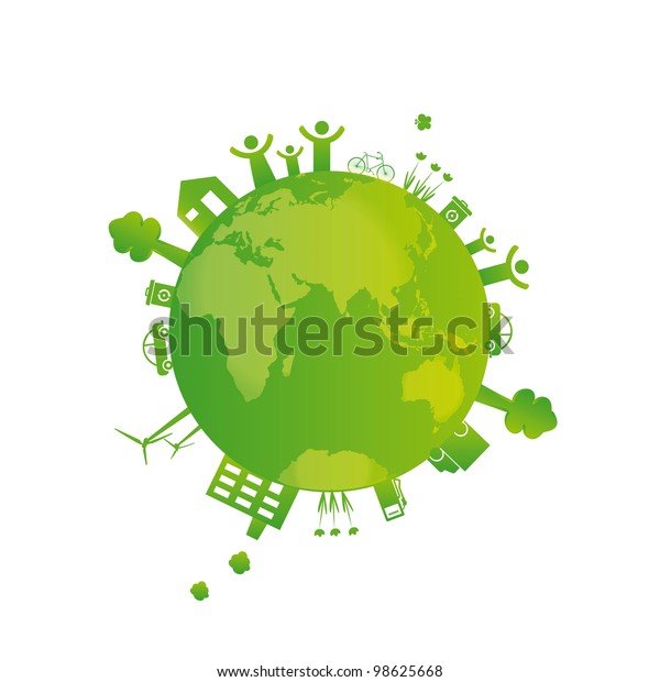 Protect the\
Earth: environment symbols on clean\
earth