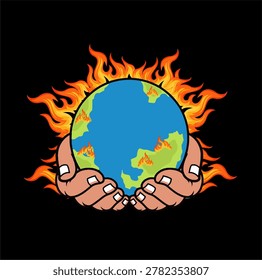 protect the earth from forest fires. vector illustrator