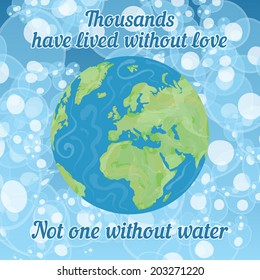 Protect Earth quote with the planet globe eastern hemisphere vector illustration
