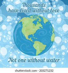 Protect Earth quote with the planet globe western hemisphere vector illustration
