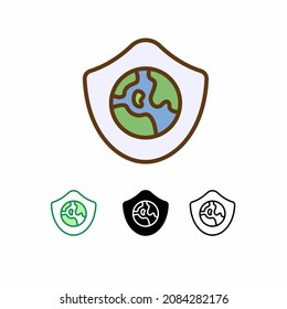 schütze das Vektorsymbol der Erde einzeln auf weißem Hintergrund. Ökologie-Symbol. gefüllte Linie, Umriss, solides Symbol. Zeichen und Symbole können für Web, Logo, mobile App, UI, UX verwendet werden