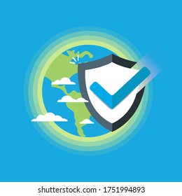 protect the earth vector illustration in flat design icon. earth day. stock vector