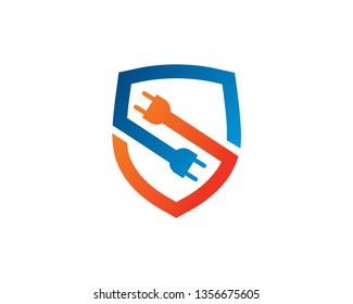 Protect Electricity Logo Template, Icon, Symbol - Vector