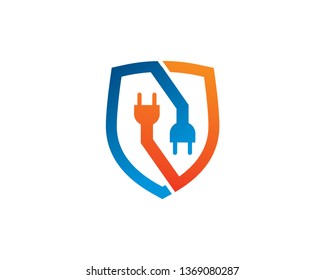 Protect Electricity Logo Template, Icon, Symbol - Vector
