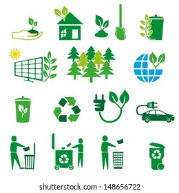 Protect the environment illustration. Set of logo - ecology green leaves