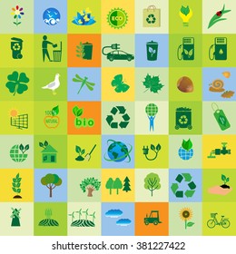 Protect the environment illustration. Set of logo - ecology green leaves.Environmental protection. Nature and Pollution. 