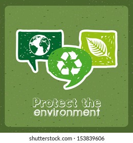 protect the environment over green background vector illustration