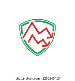 Protect falling down arrow graph, inflation, recession protection. Icon illustration