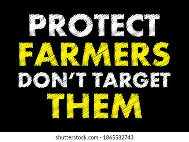 Protect farmers don't target them writing on black chalkboard. Banner. 