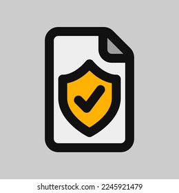 Protect file icon in filled line style, use for website mobile app presentation