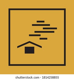 Protect from fog symbol. Keep inside icon. Square humidity pictogram. Condensation sign. Cardboard. Industry. Packaging. Vector. Box. Indication. Container print. Positive print.