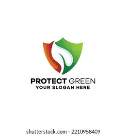 Protect Green Gradient Colorful Logo