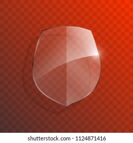 Protect guard glass shield concept. Safety badge protection icon. Privacy transparent banner shield. Security glass label. Presentation transparent sticker shield. Defense safeguard sign. Vector badge