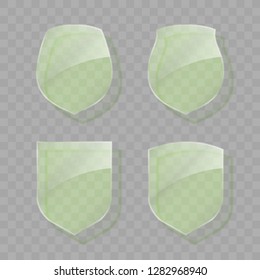 Protect guard glass shield concept. Safety badge protection icon. Privacy transparent banner shield. Security glass label. Presentation transparent sticker shield. Defense safeguard sign badge