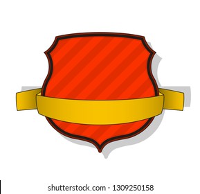 Protect guard shield banner concept. Safety badge stripe icon. Privacy update banner shield. Security renovation label. Defense tag Presentation renovation sticker shape. Defense safeguard shield sign