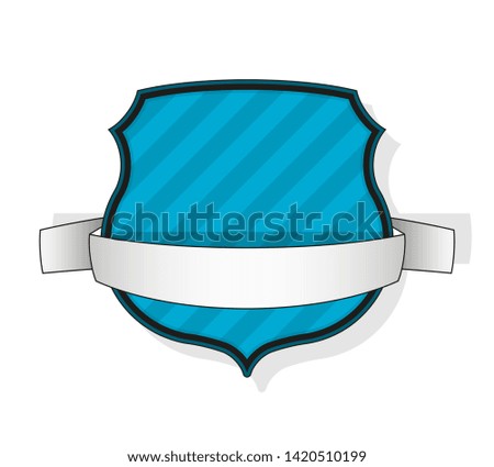 Protect guard shield banner concept. Safety badge stripe icon. Privacy update banner shield. Security renovation label. Defense tag Presentation renovation sticker shape. Defense safeguard shield sign