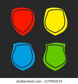 Protect guard shield plain line concept. Outline shield badge. Safety icon set. Privacy banner. Security label icon. style protect sticker symbol shape. Safeguard simple sign linear shield pictogram