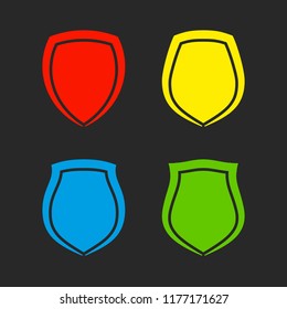 Protect guard shield plain line concept. Outline shield badge. Safety icon set. Privacy banner. Security label icon. style protect sticker symbol shape. Safeguard simple sign linear shield pictogram