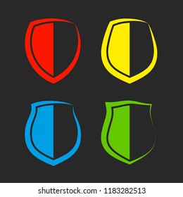 Protect guard shield plain line concept. Outline shield badge. Safety icon set. Privacy banner. Security label icon. style protect sticker symbol shape. Safeguard simple sign linear shield pictogram