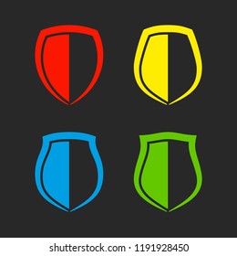 Protect guard shield plain line concept. Outline shield badge. Safety icon set. Privacy banner. Security label icon. style protect sticker symbol shape. Safeguard simple sign linear shield pictogram