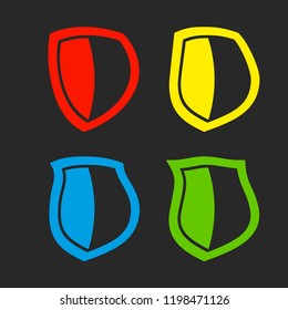 Protect guard shield plain line concept. Outline shield badge. Safety icon set. Privacy banner. Security label icon. style protect sticker symbol shape. Safeguard simple sign linear shield pictogram