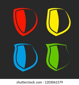 Protect guard shield plain line concept. Outline shield badge. Safety icon set. Privacy banner. Security label icon. style protect sticker symbol shape. Safeguard simple sign linear shield pictogram