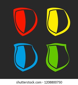Protect guard shield plain line concept. Outline shield badge. Safety icon set. Privacy banner. Security label icon. style protect sticker symbol shape. Safeguard simple sign linear shield pictogram