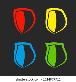 Protect guard shield plain line concept. Outline shield badge. Safety icon set. Privacy banner. Security label icon. style protect sticker symbol shape. Safeguard simple sign linear shield pictogram