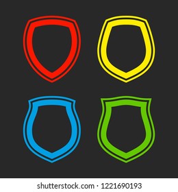 Protect guard shield plain line concept. Outline shield badge. Safety icon set. Privacy banner. Security label icon. style protect sticker symbol shape. Safeguard simple sign linear shield pictogram